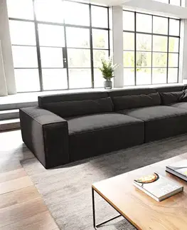 Rohové sedacie súpravy DELIFE Rohová pohovka Sirpio XL 370x170 cm mikrovlákno čierna variabilné ležadlo