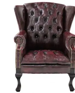 Sedacie súpravy Kreslo Chesterfield Chester z pravej hovädzej kože New Red
