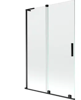 Sprchové dvere MEXEN/S - Velar L dvojkrídlová posuvná vaňová zástena 120 x 150, transparent, čierna 896-120-003-01-70