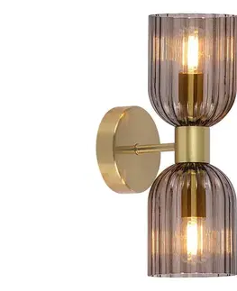 Svietidlá Light Prestige Nástenné svietidlo PIEGA 2xE14/10W/230V mosadz/dymovo čierna LP-939/2W smoked