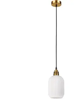 Svietidlá  Závesný luster HECTOR na lanku 1xE27/15W/230V biela/mosadz priemer 14 cm LM-1.297/A
