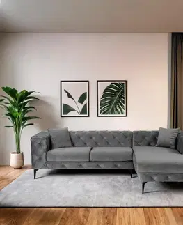 Sedacie súpravy Rohová sedacia súprava / Rohová pohovka Como Eco Right - Anthracite, Black