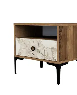 Nočné stolíky Nočný stolík Lizbon 531 - Walnut, White