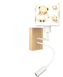 Svietidlá BRILAGI - LED flexibilná lampa BOBO WOOD 1xE27/25W/230V + LED/3W dub/biela/medvedíky BG1565+BG5590