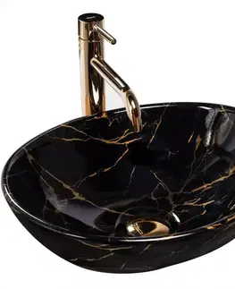 Umývadlá Umývadlo na dosku Sofia Black Marble Shiny
