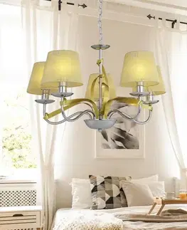Svietidlá Závesná lampa chróm / zlatá stuha 5xE14 DIVA