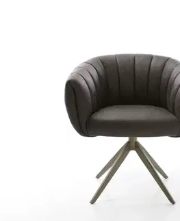 Jedálenské stoličky DELIFE Jedálenská stolička Jada-Flex mikrovlákno antracitová vintage krížová podstava široká titánová farba 360° otočná hojdacia funkcia vrecková pružina