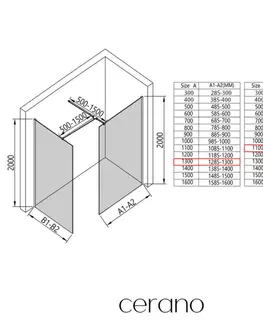 Sprchovacie kúty CERANO - Sprchová zástěna Walk-in Onyx T L/P - 8 mm - hranatá vzpěra - chrom, grafitové sklo - 130x110x200  CER-8050BD2459