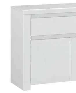 Komody KONDELA Lindy 2D1S dvojdverová komoda so zásuvkou biely lesk