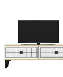 TV stolíky TV stolík Yuka 120 - Sapphire Oak, White