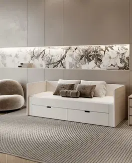 Postele KONDELA Antony rozkladacia posteľ s úložným priestorom 90x200 cm biela
