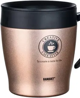 Termosky a termohrnčeky Banquet Termohrnček cestovný TAZZA 330 ml, hnedá