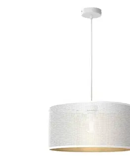 Svietidlá  Luster na lanku LOFT SHADE 1xE27/60W/230V pr. 40 cm biela/zlatá 5266