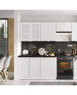 Modulový kuchynský nábytok Kuchynská linka Zoya 180/240 biely hrášok