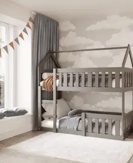 Postele ArtAJ Detská poschodová posteľ TINNY mini | grafit 80 x 190 cm