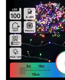 LED osvetlenie  B.V.  - LED solárny reťazec 100xLED/8 funkcií 12m IP65 viacfarebný B10201K7A