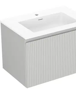 Kúpeľňový nábytok MEXEN/S - Rivel kúpeľňová skrinka 70 cm s umývadlom Otis, 1 šuplík, reliéf, šedá mat/biela mat 91A20-07047-1-BF62-W18M01