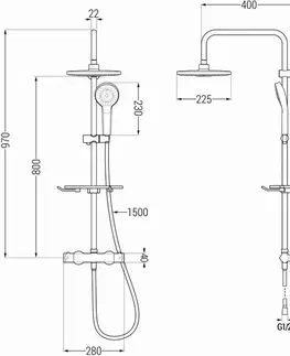 Sprchy a sprchové panely MEXEN/S - KT05 sprchový stĺp s termostatickou batériou čierna 771500593-70
