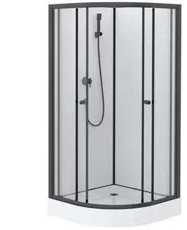 Sprchové kúty 80x80 Sprchový box štvrťkruhový Elize 80x80x200 čierny