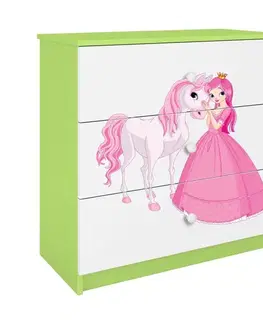 Komody so zásuvkami Detská komoda Babydreams zelená – Princezná 2