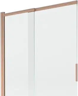 Sprchové dvere MEXEN - Fox vaňová zástena 2-krídlová posuvná 120 x 150, transparent, meď kartáčovaná 891-120-002-65-00