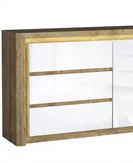 Komody do spálne Komoda Livinio L15 Ribbeck/Biely lesk