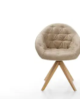 Jedálenské stoličky DELIFE Jedálenská stolička Gaio-Flex mikrovlákno béžová vintage drevená podstava hranatá prírodná