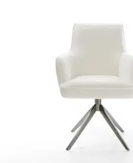Jedálenské stoličky DELIFE Jedálenská stolička Heira-Flex s opierkami bouclé mäkký béžová krížová podstava široká grafitová 360° otočná hojdacia funkcia vrecková pružina