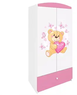 Skrine do izieb Skriňa Babydreams ružová – Medveď s motýľmi