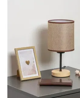 Lampy BRILAGI - Stolná lampa NUBILA WOOD 1xE27/25W/230V dub/hnedá BG1567+BG1583