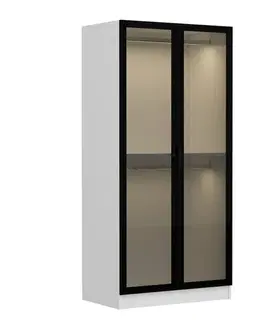 Šatňové skrine Šatníková skriňa Kale Glass Black - 210