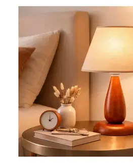 Lampy  Stolná lampa PERA 1xE27/60W/230V hnedá/buk LN-1.D.1/rus