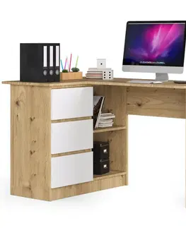 Písacie stoly Moderný písací stôl HERRA124L, dub Artisan / biely