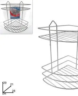 Zrkadlá, zrk.skrinky, poličky MAKRO - Polička rohová 2 poschodia, 20,5 x 29 x 20,5cm, pochrómovaná