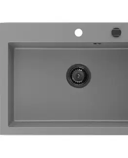 Kuchynské drezy MEXEN/S MEXEN/S - Elix granitový drez 1-miska 700 x 500 mm, sivý, sifón čierna 6526701005-71-B
