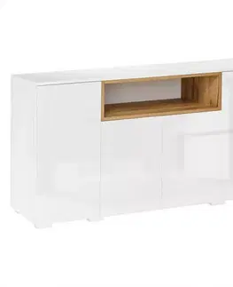 Komody do spálne Komoda  Londyn dub craft zlatý+biely lesk