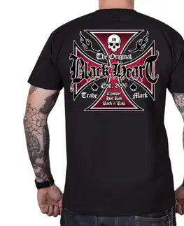 Pánske tričká Tričko BLACK HEART Heart Cross čierna - M