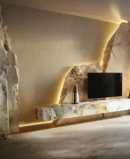 Televízne stolíky DELIFE TV stolík Cuor 250 cm keramika Minas Melange bielo-béžová 1 výklopné dvierka 1 zásuvka závesné