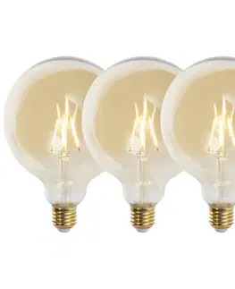 LED osvetlenie Sada 3 stmievateľných LED žiaroviek E27 G125 zlatá 5W 450lm 2200K