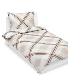 Obliečky Bellatex Saténové povlečení Kostka béžová , 140 x220 cm, 70 x 90 cm, 140 x 220 cm, 70 x 90 cm