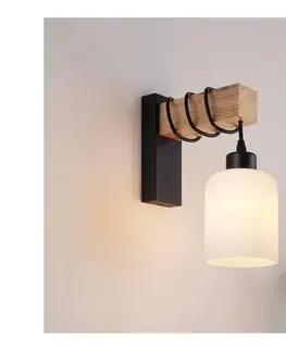 Svietidlá Brilagi - Nástenné svietidlo WOOD GLASS 1xE27/60W/230V borovica/čierna/biela EG44078+NSTK7006