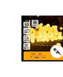 LED osvetlenie  B.V.  - LED vonkajšia dekoratívna svetelná reťaz 50xLED/3,6W/230V/8 funkcií 5m IP44 teplá biela B103031RM