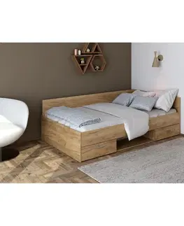 Postele KONDELA Boat 120 posteľový rám s úložným priestorom dub artisan