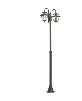 Vonkajšie svietidlá Klasická vonkajšia lampa tmavozelená 235 cm 2-svetlá IP44 - Berta