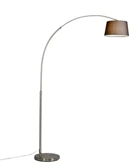 Oblúkové lampy Moderná oblúková stojaca lampa oceľ s čiernym textilným tienidlom - Arc Basic