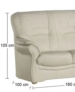Sedacie súpravy PYKA Jupiter kožená dvojsedačka smotanová (G105)