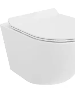 Záchody MEXEN/S - Lena Závesná WC misa Rimless Tornado vrátane sedátka s slow slim, duroplast, biela lesk 30224000T