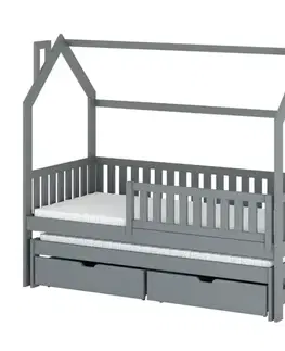 Detské postele Posteľ Domček Monkey 80x160 sivá