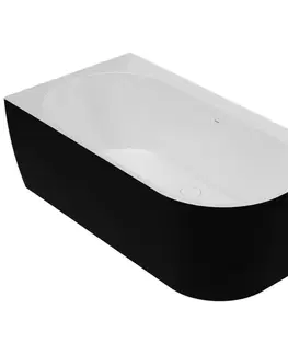 Rohové vane Vaňa Lisa 159x84 pravý biela/čierna matná + sifón + rozeta
