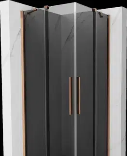 Sprchovacie kúty MEXEN/S - Velar Duo sprchovací kút, posuvné dvere 90 x 90, grafit, meď kartáčovaná 871-090-090-42-65